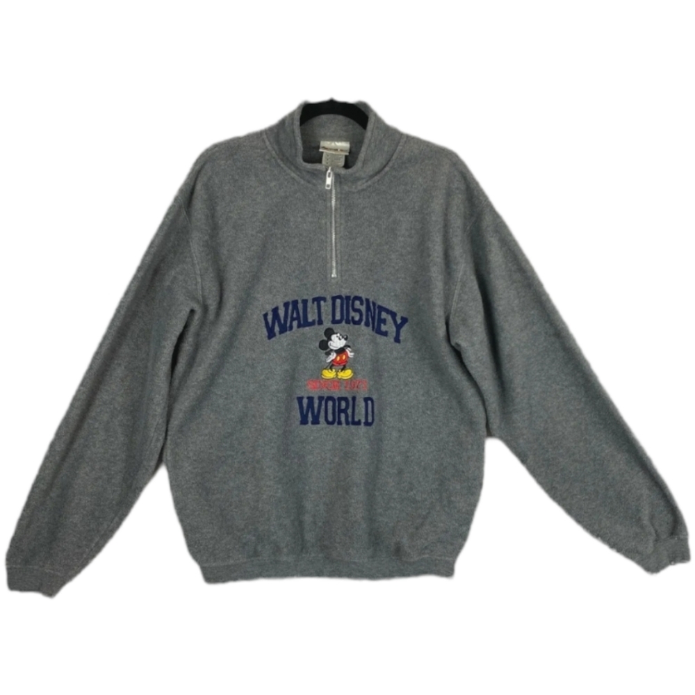 Walt Disney World Mickey Mouse Quarter Zip Sweater Med VINTAGE